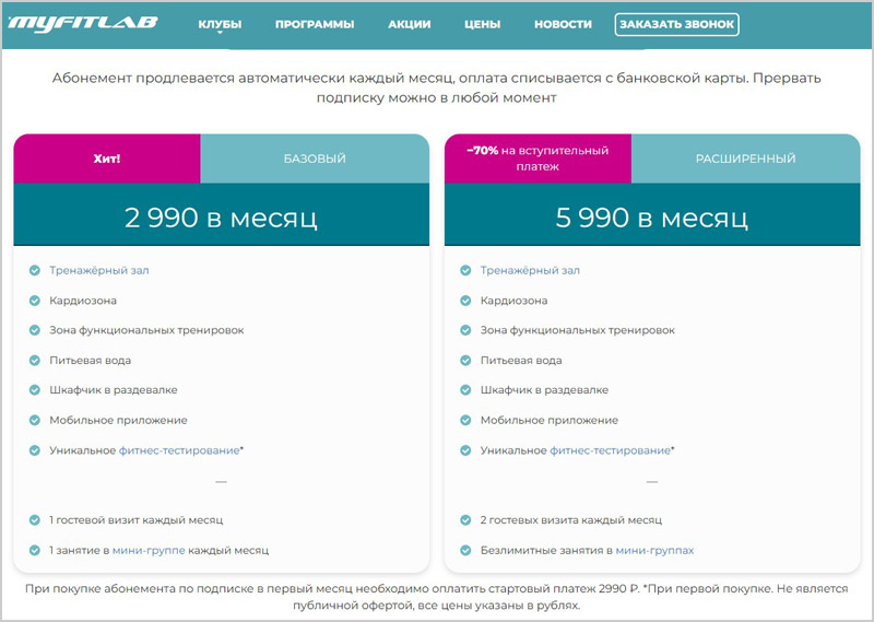MyFitLab - подписная модель